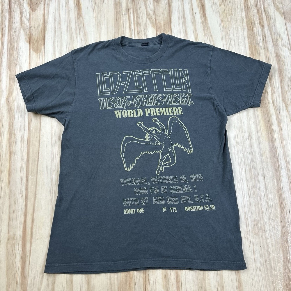 Led Zeppelin Song Remains Same World Premiere Mens L Gray Sun Fade Band T-Shirt